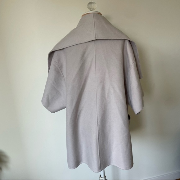 Lamarque Penelope Double Face Wool Gray 3/4 Sleeve Open Drape Front Coat EUC M/L - Picture 7 of 12
